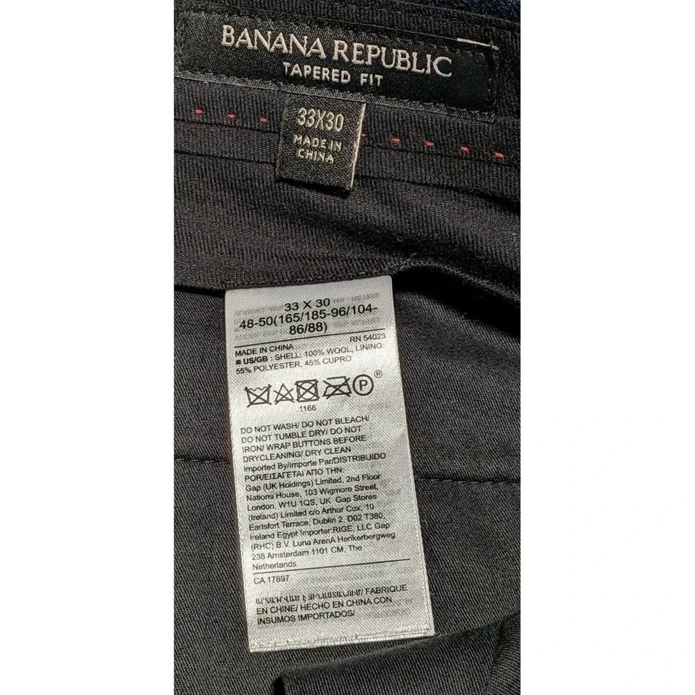 Banana Republic Men's 100% Wool Blackwatch Plaid Taper Fit Pant Size 33x30